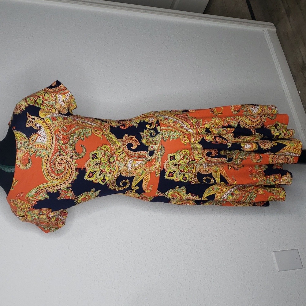Lauren Ralph Lauren Fit and Flare Paisley JerseyKnit Midi Dress Size S Petite - Picture 5 of 15